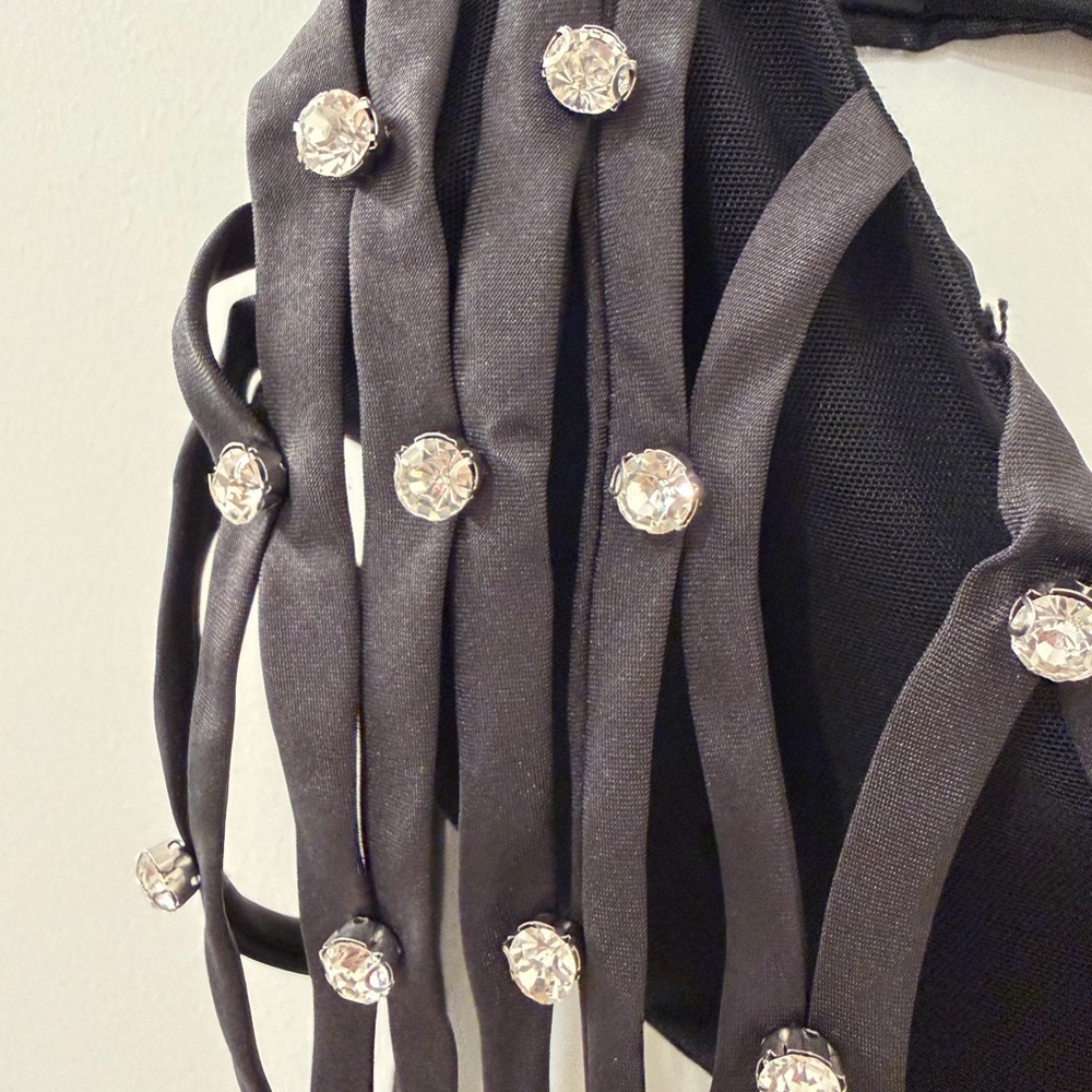 Rehab Black Rhinestone Loop Bra Top - Picture 2 of 4